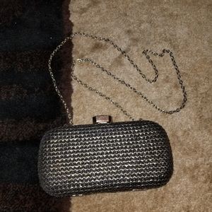 Black and gold crossbody  purse with diamond lock